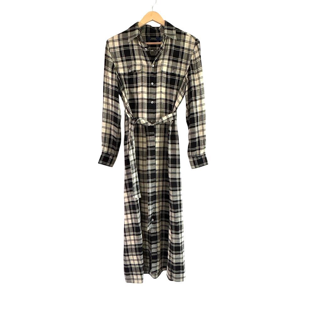 Polo Ralph Lauren Plaid Twill Maxi Shirtdress Size 6